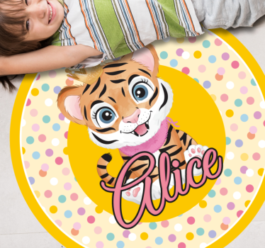 Tappeto vinile con nome tigre personalizzata - TenStickers