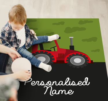 Tappeto vinile con nome trattore personalizzato - TenStickers