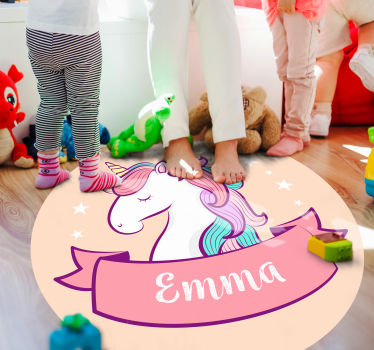 Tappeto vinile con nome unicorno personalizzato - TenStickers