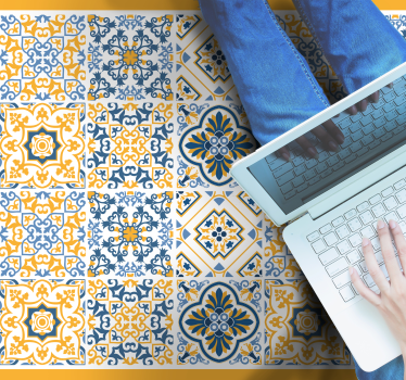 Tappeto vinile piastrelle composizioni di mosaici vivaci - TenStickers