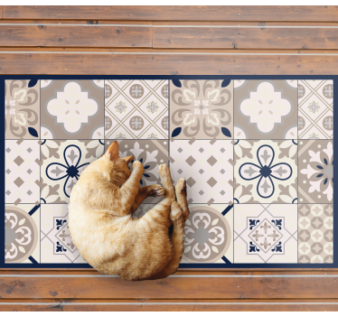 Tappeto vinile piastrelle design elegante beige - TenStickers