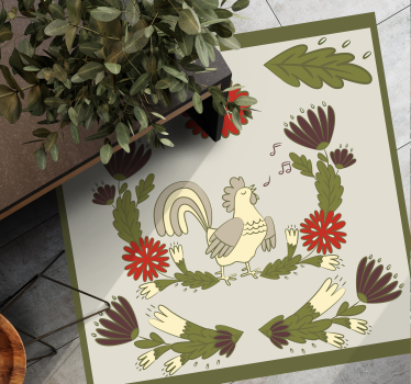 Tappeto vinile animali gallo folcloristico - TenStickers