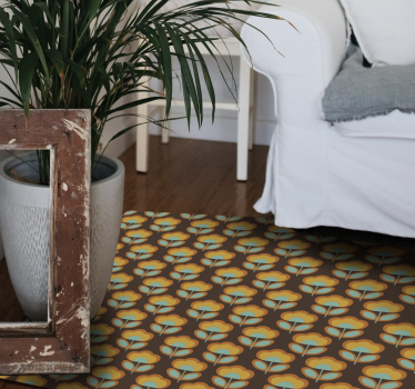 Tappeto vinile fiori design marrone vintage - TenStickers