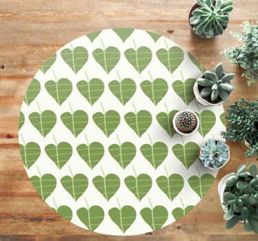 Tappeto vinile rotondo motivo a cuore frondoso - TenStickers