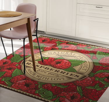 Tappeto pvc cucina motivo floreale lampone - TenStickers