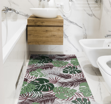 Tappeto in vinile per bagno fiori di foglie tropicale - TenStickers