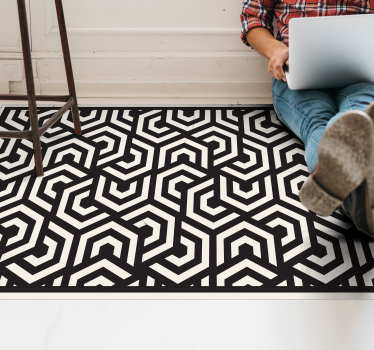 Tappeto vinile geometrico esagoni bianchi e neri - TenStickers