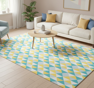 Tappeto vinile geometrico giallo e blu - TenStickers