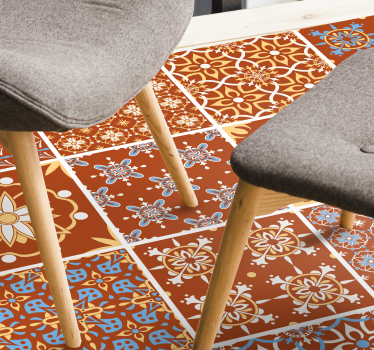 Tappeto vinile piastrelle mosaico arancione - TenStickers