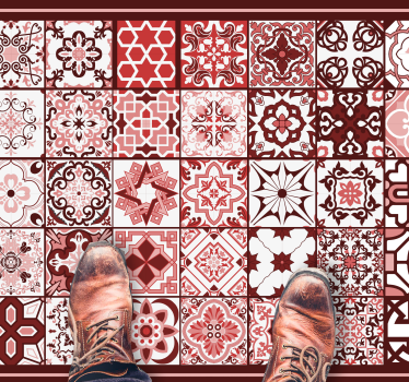 Tappeto vinile piastrelle motivo a mosaico rosso - TenStickers