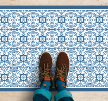 Tappeto vinile piastrelle mosaico a motivi blu - TenStickers
