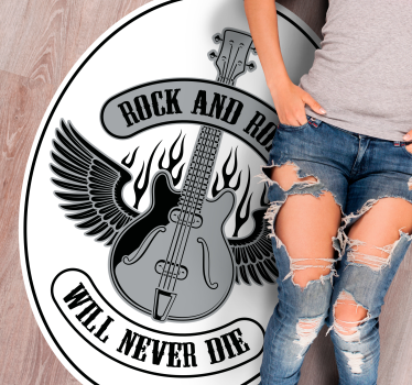 Tappeto vinile con nome il rock non morirà mai - TenStickers