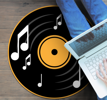 Tappeto vinile rotondo motivo del disco musicale - TenStickers
