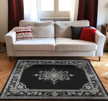 Tappeto vinile nero classico design orientale - TenStickers