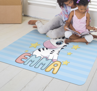 Tappeto vinile per bambini divertimento a strisce zebrate - TenStickers