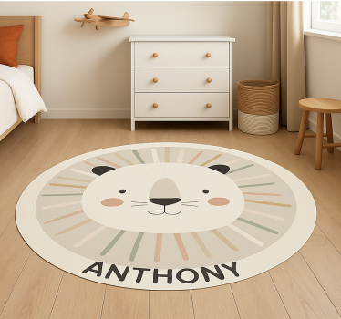 Tappeto vinile per bambini leone beige personalizzato - TenStickers