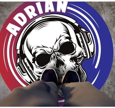 Tappeto vinile per ragazzi cuffie teschio personalizzate - TenStickers