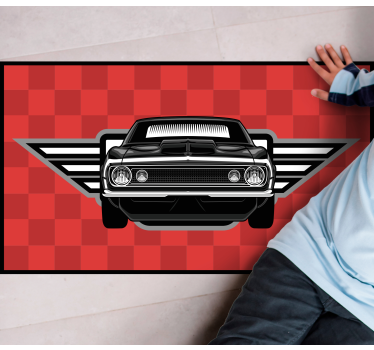 Tappeto vinile per bambini muscle car a scacchi - TenStickers