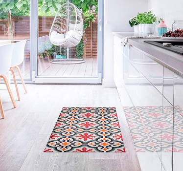 Tappeto vinile piastrelle design rosso baroni - TenStickers