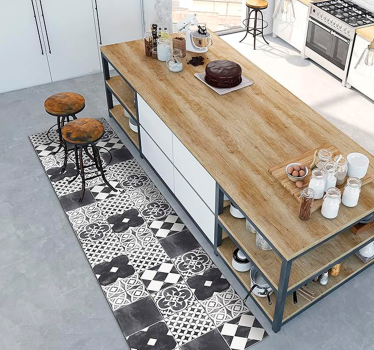 Tappeto vinile piastrelle cementine ardesia - TenStickers