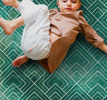 Tappeto vinile piastrelle chevron verde geometrico - TenStickers