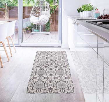 Tappeto vinile piastrelle cucina baroni grigia - TenStickers