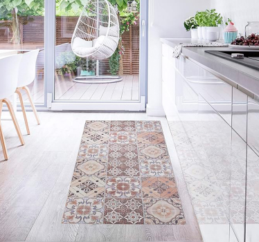 Tappeto vinile piastrelle cucina baroni ruggine - TenStickers