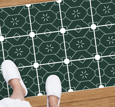 Tappeto vinile piastrelle disposizione geometrica verde - TenStickers