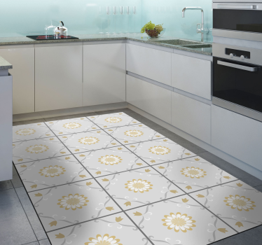 Tappeto vinile piastrelle elegante design botanico - TenStickers