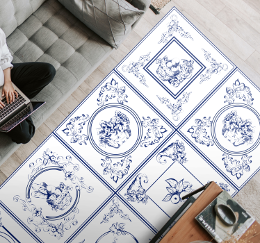Tappeto vinile piastrelle eleganza della porcellana - TenStickers