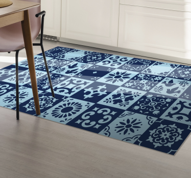 Tappeto vinile piastrelle mosaico blu - TenStickers