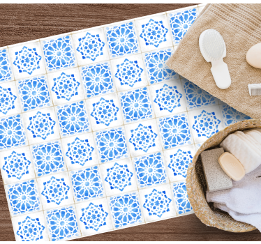 Tappeto vinile piastrelle intricati motivi blu - TenStickers