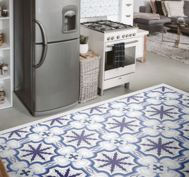 Tappeto vinile piastrelle intricato motivo blu - TenStickers