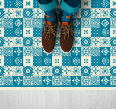 Tappeto vinile piastrelle mosaico blu a motivi - TenStickers