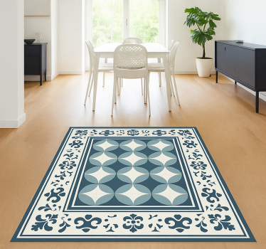 Tappeto vinile piastrelle motivo blu e bianco - TenStickers