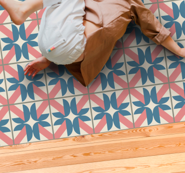 Tappeto vinile piastrelle motivo geometrico rosa blu - TenStickers