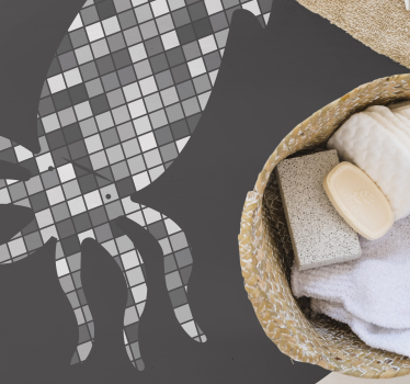 Tappeto vinile piastrelle sagoma di calamaro mosaico - TenStickers