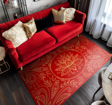 Tappeto vinile rosso disegno mandala vintage - TenStickers