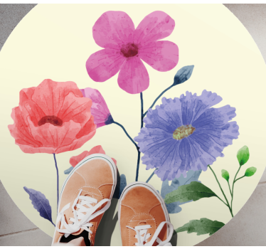 Tappeto vinile rotondo composizione di fiori vibranti - TenStickers