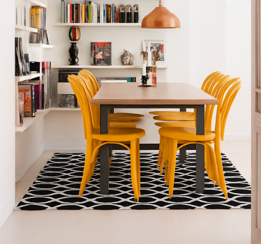 Tappeto vinile sala da pranzo design ovale monocromatico - TenStickers