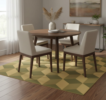 Tappeto vinile sala da pranzo cubi 3d beige - TenStickers