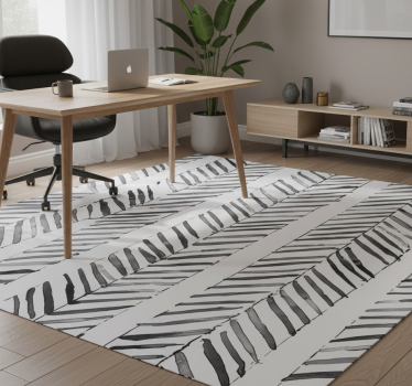 Tappeto vinile ufficio design geometrico bianco e nero - TenStickers