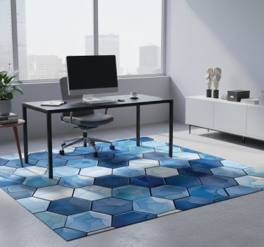 Tappeto vinile ufficio effetto piastrelle blu - TenStickers