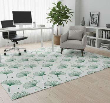 Tappeto vinile ufficio foglie verdi di ginkgo grande - TenStickers