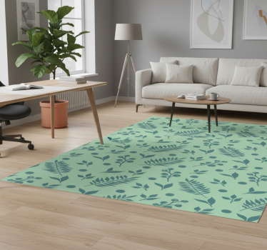 Tappeto vinile ufficio foglie verdi su verde - TenStickers