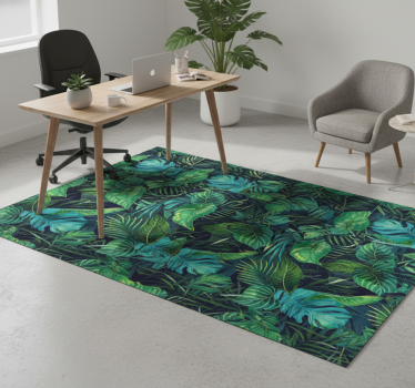 Tappeto vinile ufficio motivo foglie verdi realistiche - TenStickers