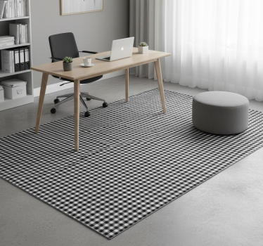 Tappeto vinile ufficio motivo gingham bianco e nero - TenStickers