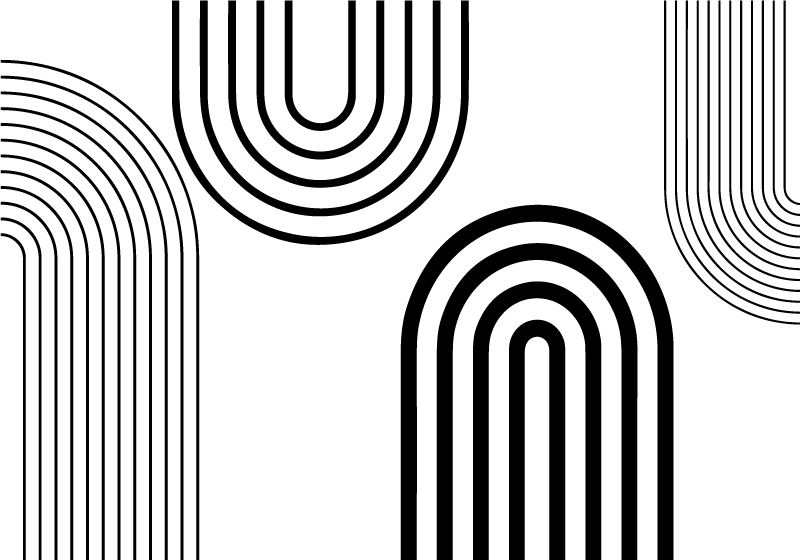 Tappeto vinile bianco sottili archi neri minimalisti - TenStickers