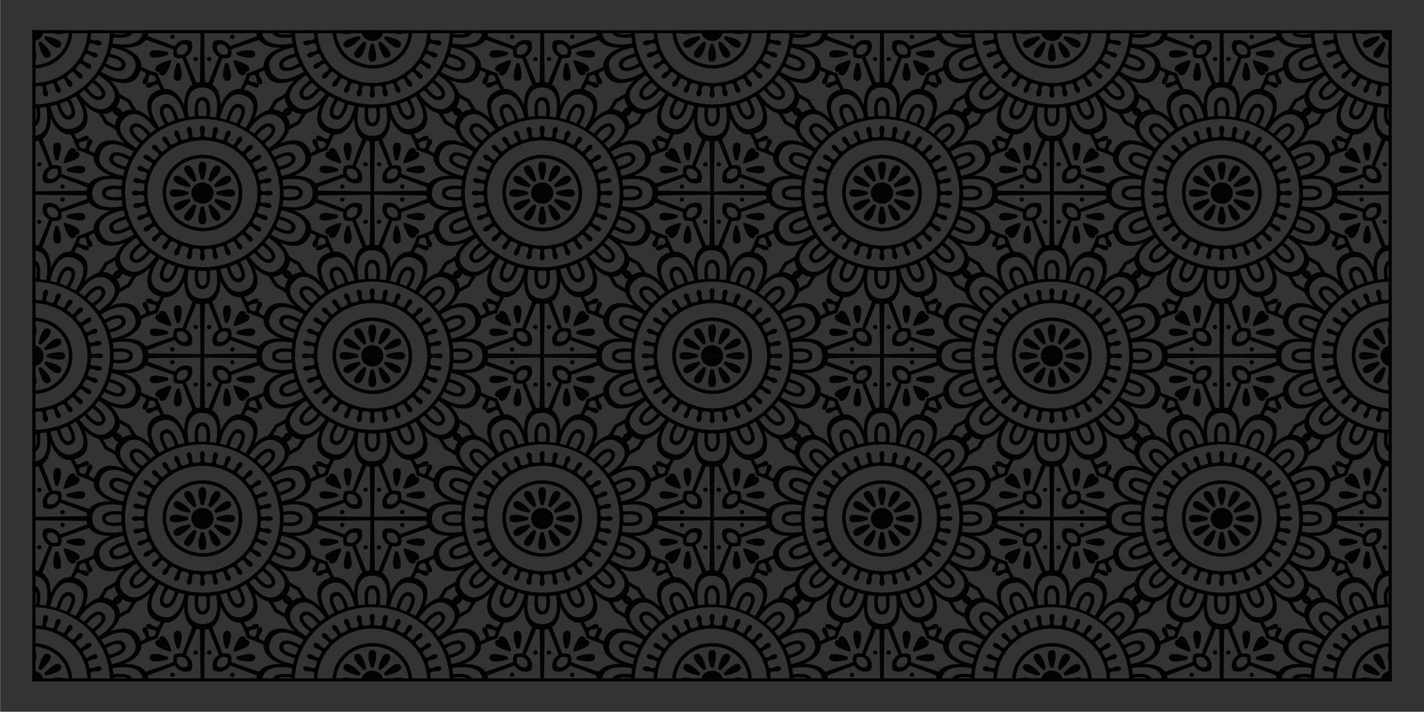 Tappeto vinile nero fiori mandala - TenStickers
