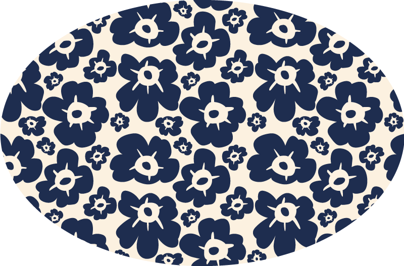 Tappeto vinile fiori papavero blu scuro - TenStickers